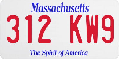 MA license plate 312KW9