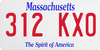 MA license plate 312KX0