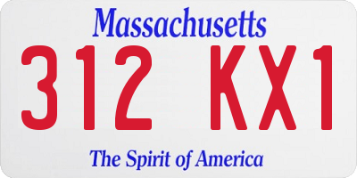 MA license plate 312KX1
