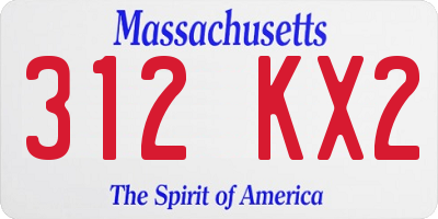 MA license plate 312KX2