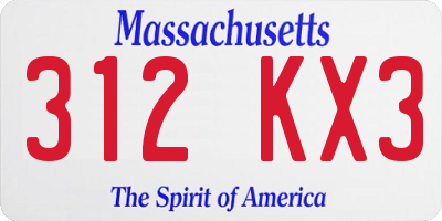 MA license plate 312KX3