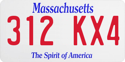 MA license plate 312KX4