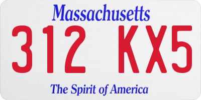 MA license plate 312KX5