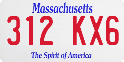 MA license plate 312KX6
