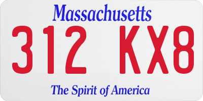 MA license plate 312KX8