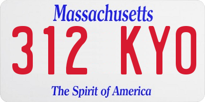 MA license plate 312KY0