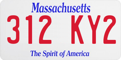 MA license plate 312KY2