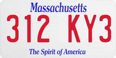 MA license plate 312KY3