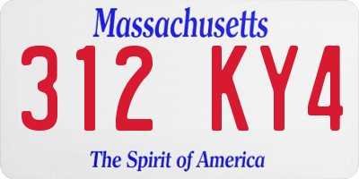 MA license plate 312KY4