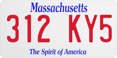 MA license plate 312KY5