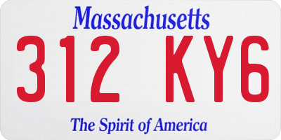 MA license plate 312KY6