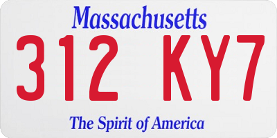 MA license plate 312KY7