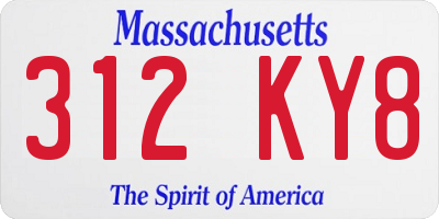 MA license plate 312KY8