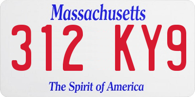 MA license plate 312KY9