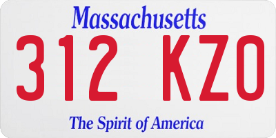 MA license plate 312KZ0