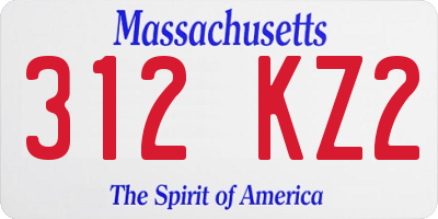 MA license plate 312KZ2