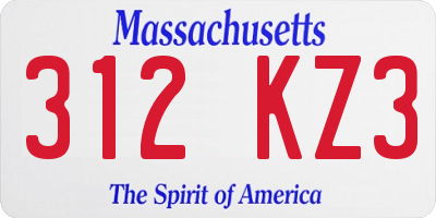 MA license plate 312KZ3