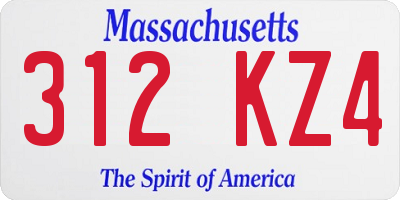 MA license plate 312KZ4