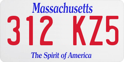 MA license plate 312KZ5