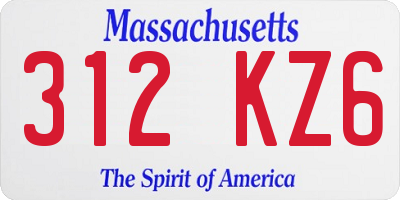 MA license plate 312KZ6