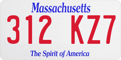 MA license plate 312KZ7