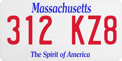 MA license plate 312KZ8