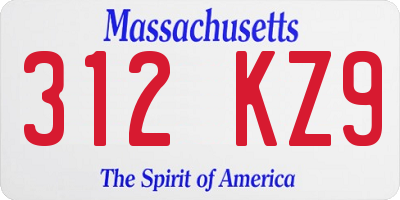 MA license plate 312KZ9