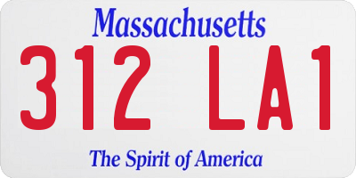 MA license plate 312LA1