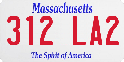 MA license plate 312LA2