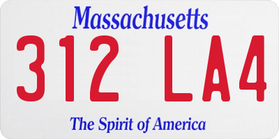 MA license plate 312LA4