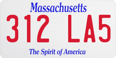 MA license plate 312LA5