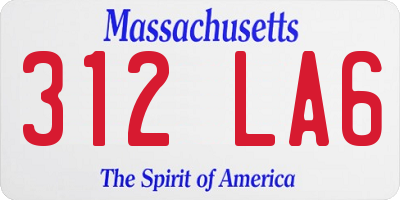 MA license plate 312LA6