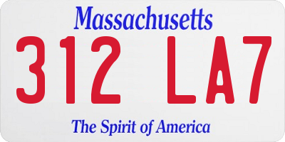 MA license plate 312LA7