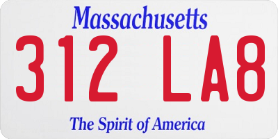 MA license plate 312LA8