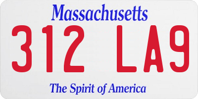 MA license plate 312LA9