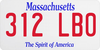 MA license plate 312LB0