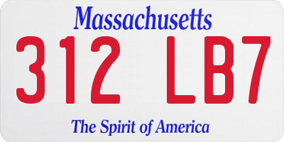 MA license plate 312LB7