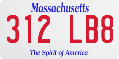 MA license plate 312LB8