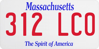 MA license plate 312LC0