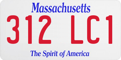 MA license plate 312LC1