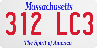MA license plate 312LC3