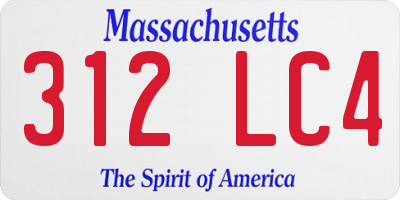 MA license plate 312LC4
