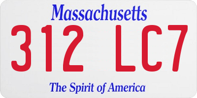 MA license plate 312LC7