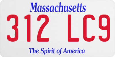 MA license plate 312LC9