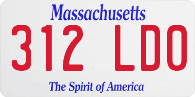 MA license plate 312LD0