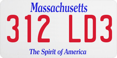 MA license plate 312LD3