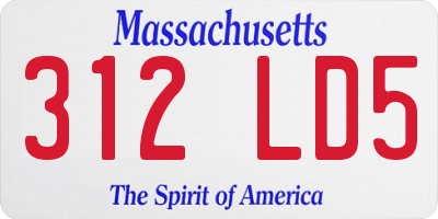 MA license plate 312LD5