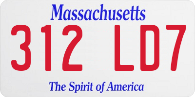 MA license plate 312LD7