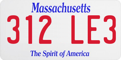 MA license plate 312LE3