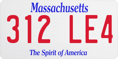 MA license plate 312LE4